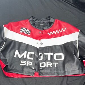 Forever 21 Moto Sport Jacket - Red, Black, and White